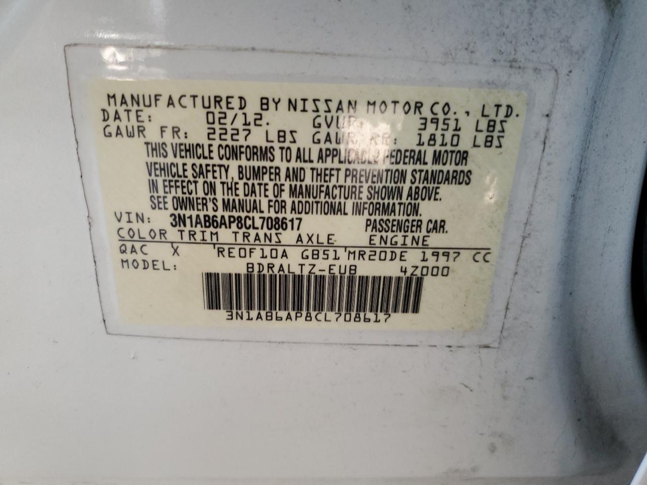 Photo 11 VIN: 3N1AB6AP8CL708617 - NISSAN SENTRA 