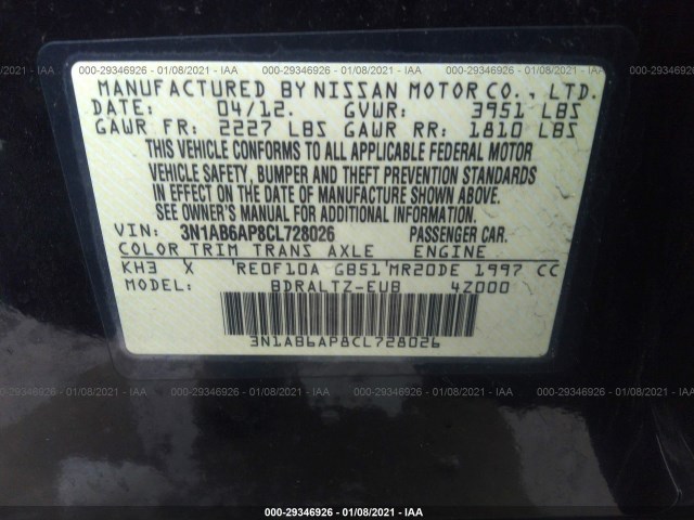 Photo 8 VIN: 3N1AB6AP8CL728026 - NISSAN SENTRA 