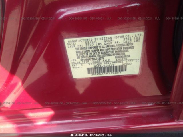 Photo 9 VIN: 3N1AB6AP8CL743075 - NISSAN SENTRA 