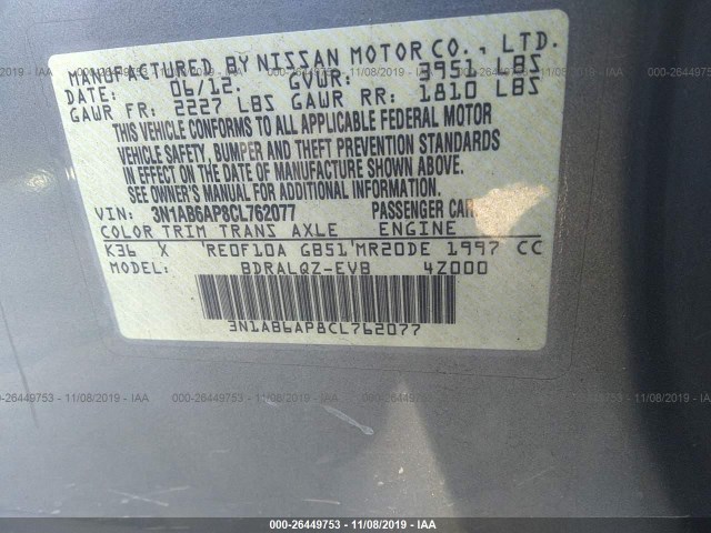 Photo 8 VIN: 3N1AB6AP8CL762077 - NISSAN SENTRA 