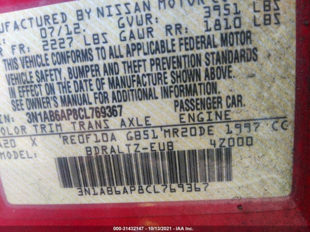 Photo 8 VIN: 3N1AB6AP8CL769367 - NISSAN SENTRA 