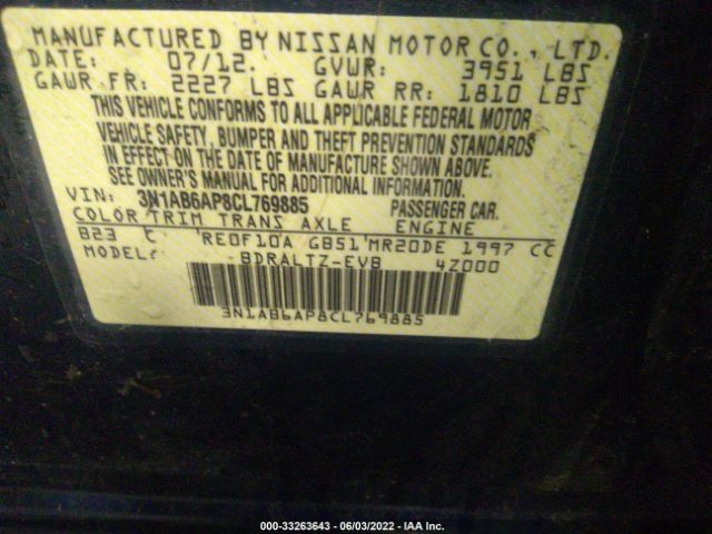 Photo 8 VIN: 3N1AB6AP8CL769885 - NISSAN SENTRA 