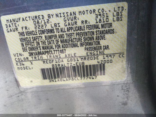 Photo 8 VIN: 3N1AB6AP8CL777467 - NISSAN SENTRA 