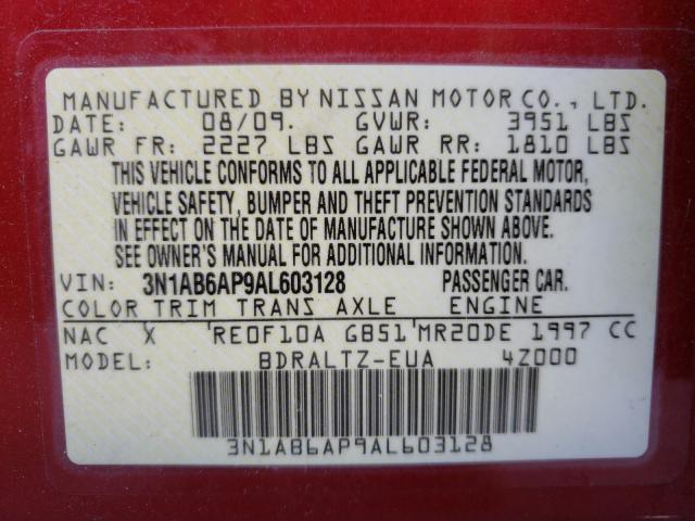 Photo 9 VIN: 3N1AB6AP9AL603128 - NISSAN SENTRA 2.0 