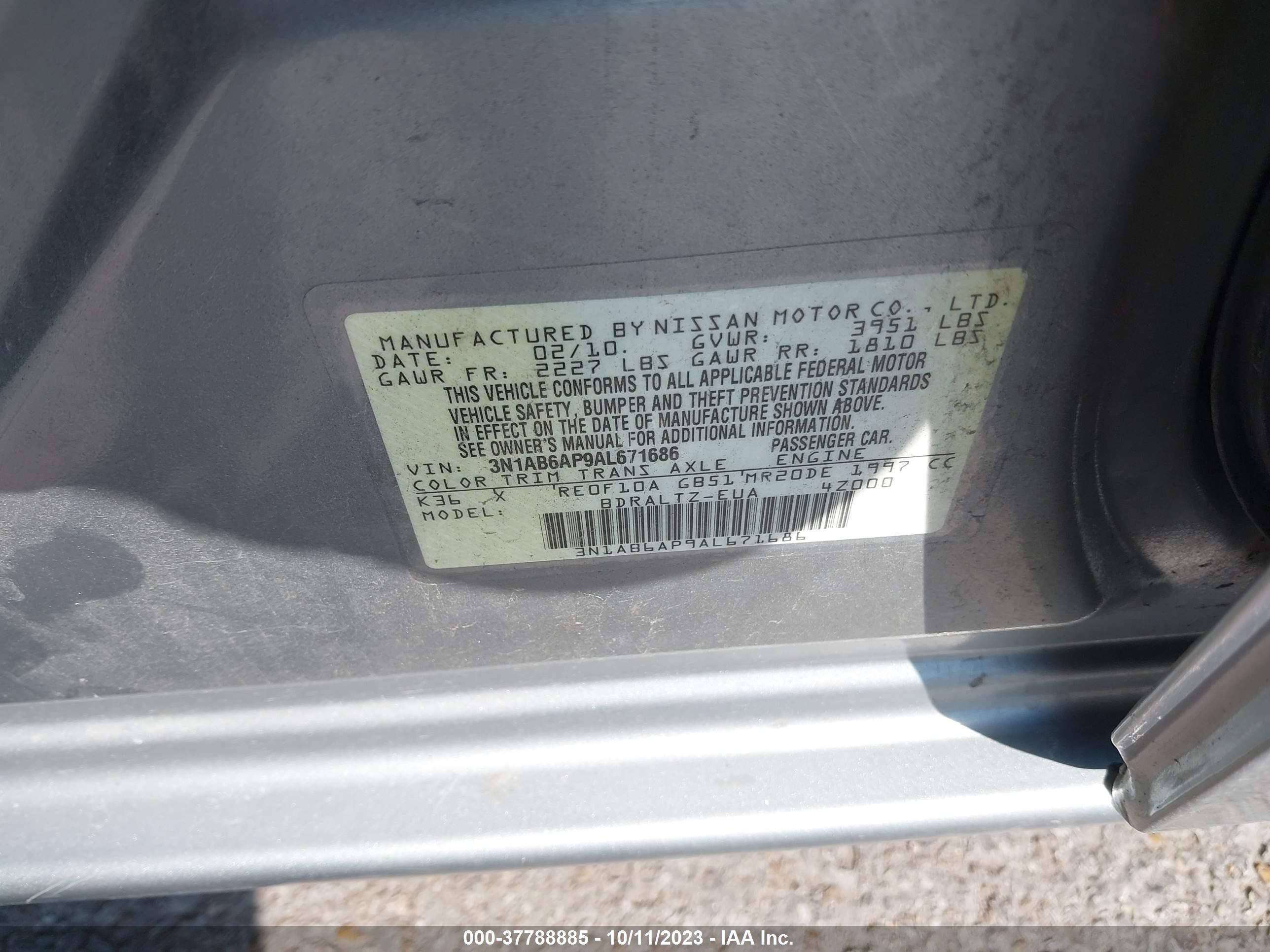 Photo 8 VIN: 3N1AB6AP9AL671686 - NISSAN SENTRA 