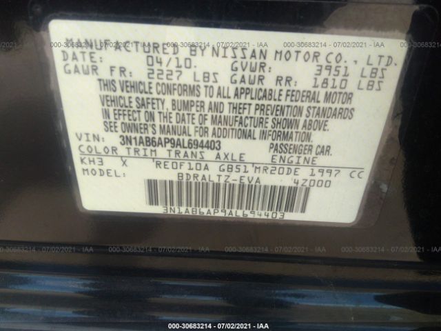 Photo 8 VIN: 3N1AB6AP9AL694403 - NISSAN SENTRA 