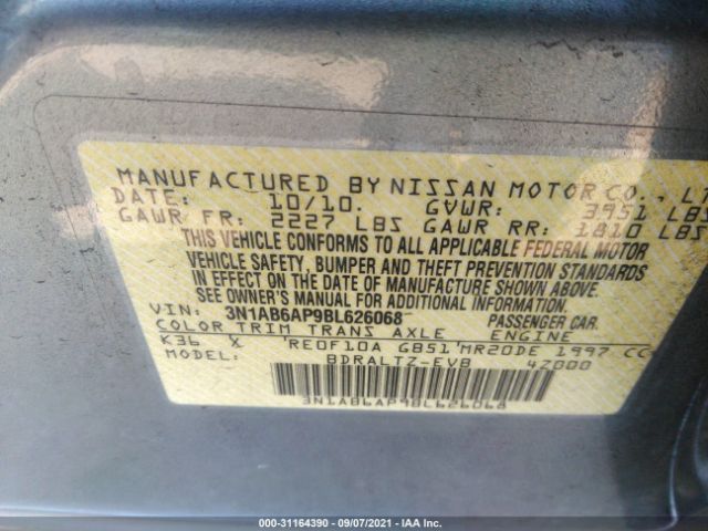 Photo 8 VIN: 3N1AB6AP9BL626068 - NISSAN SENTRA 