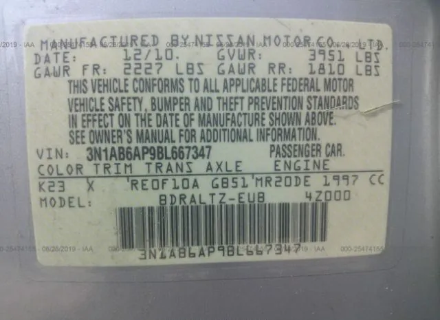 Photo 8 VIN: 3N1AB6AP9BL667347 - NISSAN SENTRA 