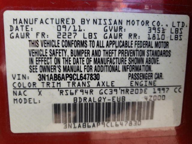 Photo 12 VIN: 3N1AB6AP9CL647830 - NISSAN SENTRA 