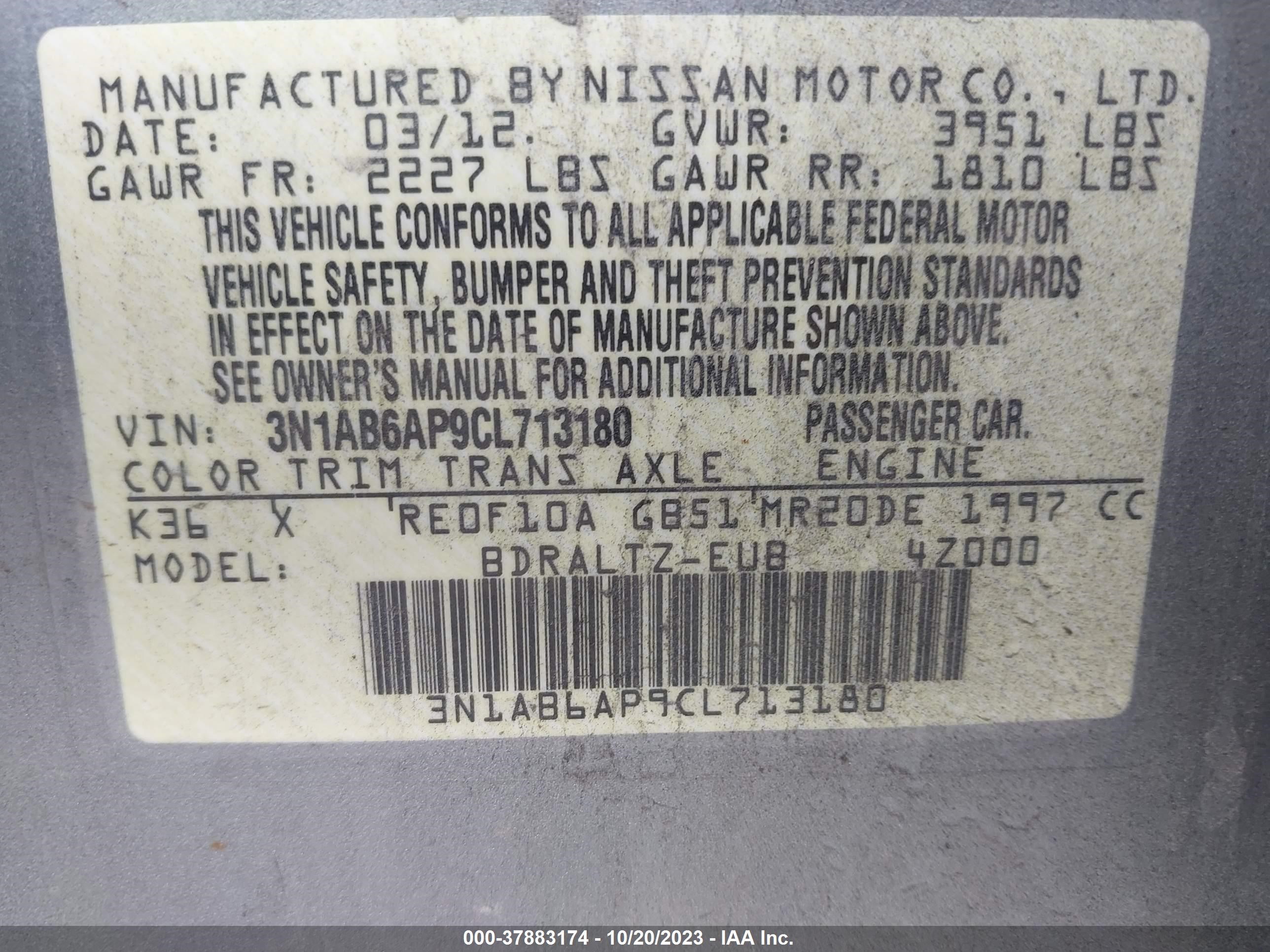 Photo 8 VIN: 3N1AB6AP9CL713180 - NISSAN SENTRA 