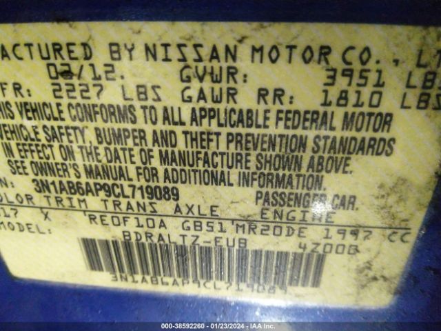 Photo 8 VIN: 3N1AB6AP9CL719089 - NISSAN SENTRA 