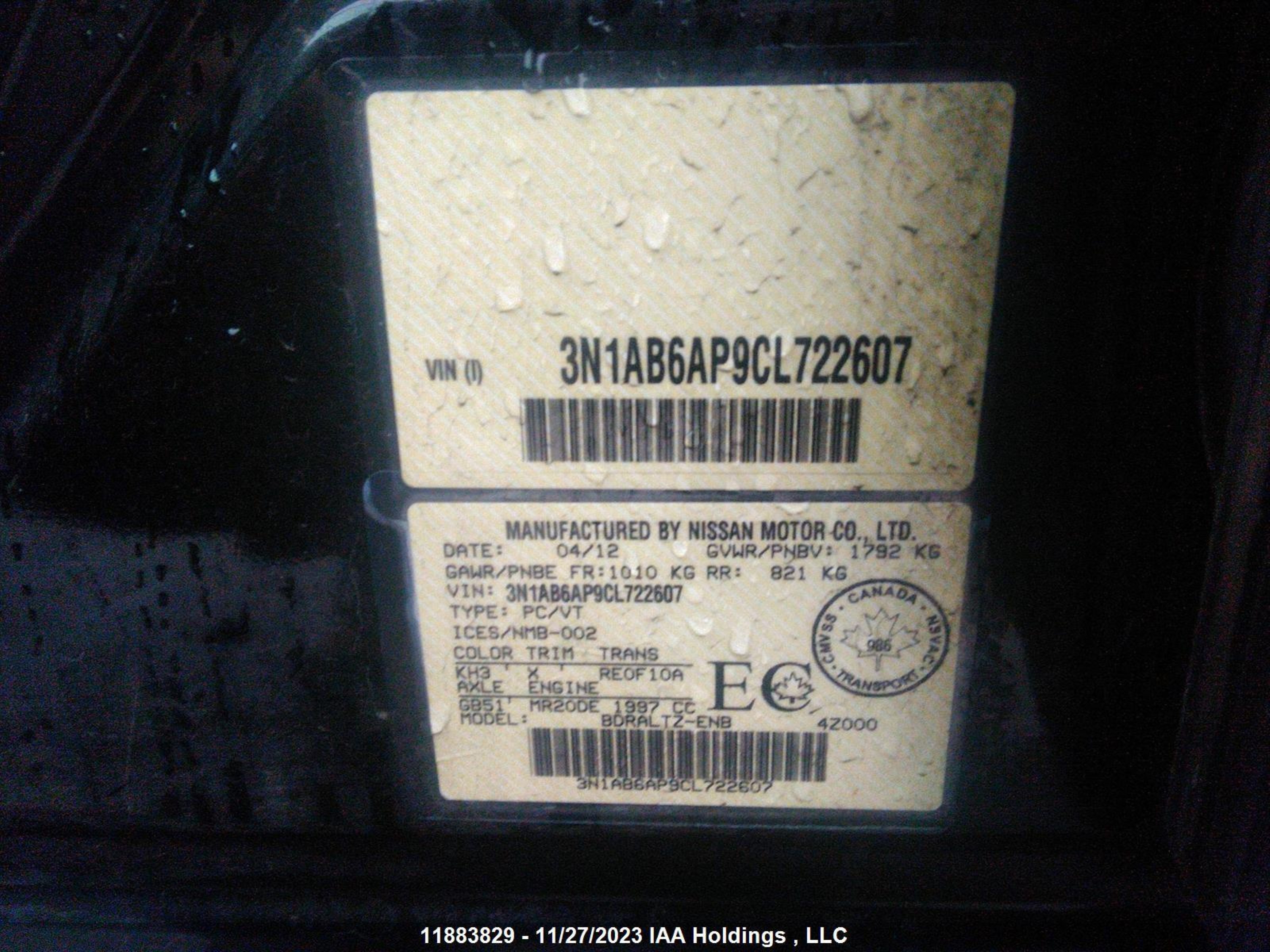 Photo 8 VIN: 3N1AB6AP9CL722607 - NISSAN SENTRA 