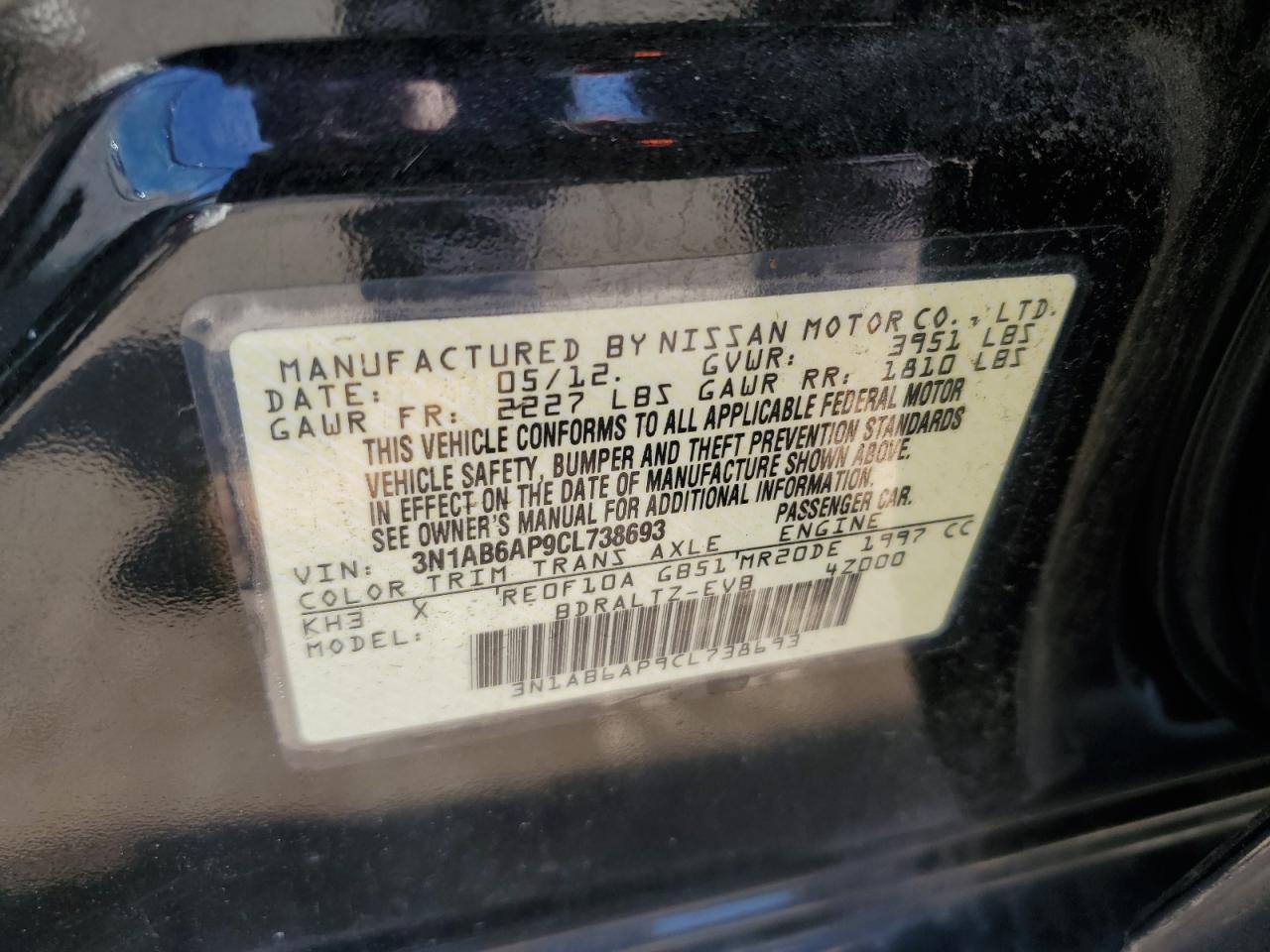 Photo 11 VIN: 3N1AB6AP9CL738693 - NISSAN SENTRA 