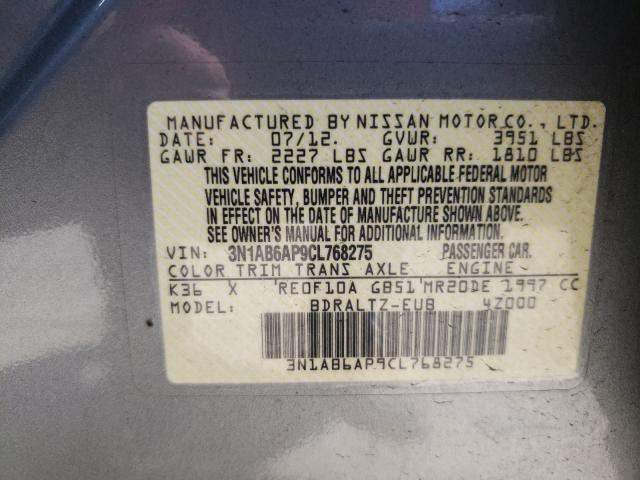 Photo 9 VIN: 3N1AB6AP9CL768275 - NISSAN SENTRA 2.0 