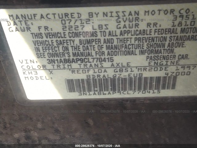 Photo 8 VIN: 3N1AB6AP9CL770415 - NISSAN SENTRA 