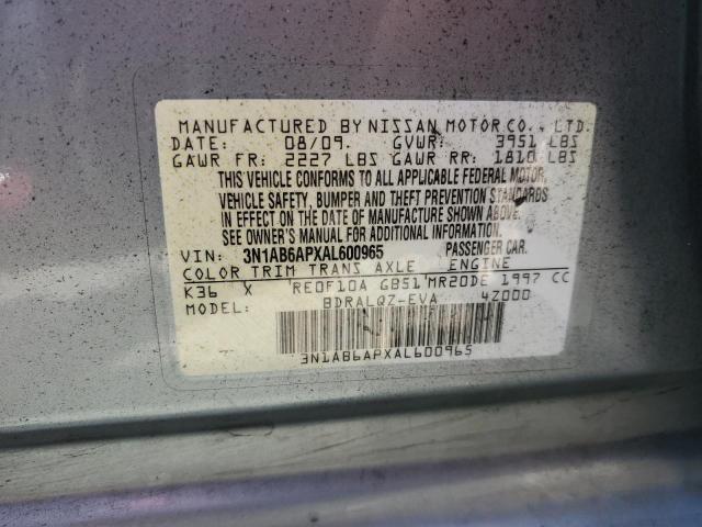 Photo 9 VIN: 3N1AB6APXAL600965 - NISSAN SENTRA 2.0 