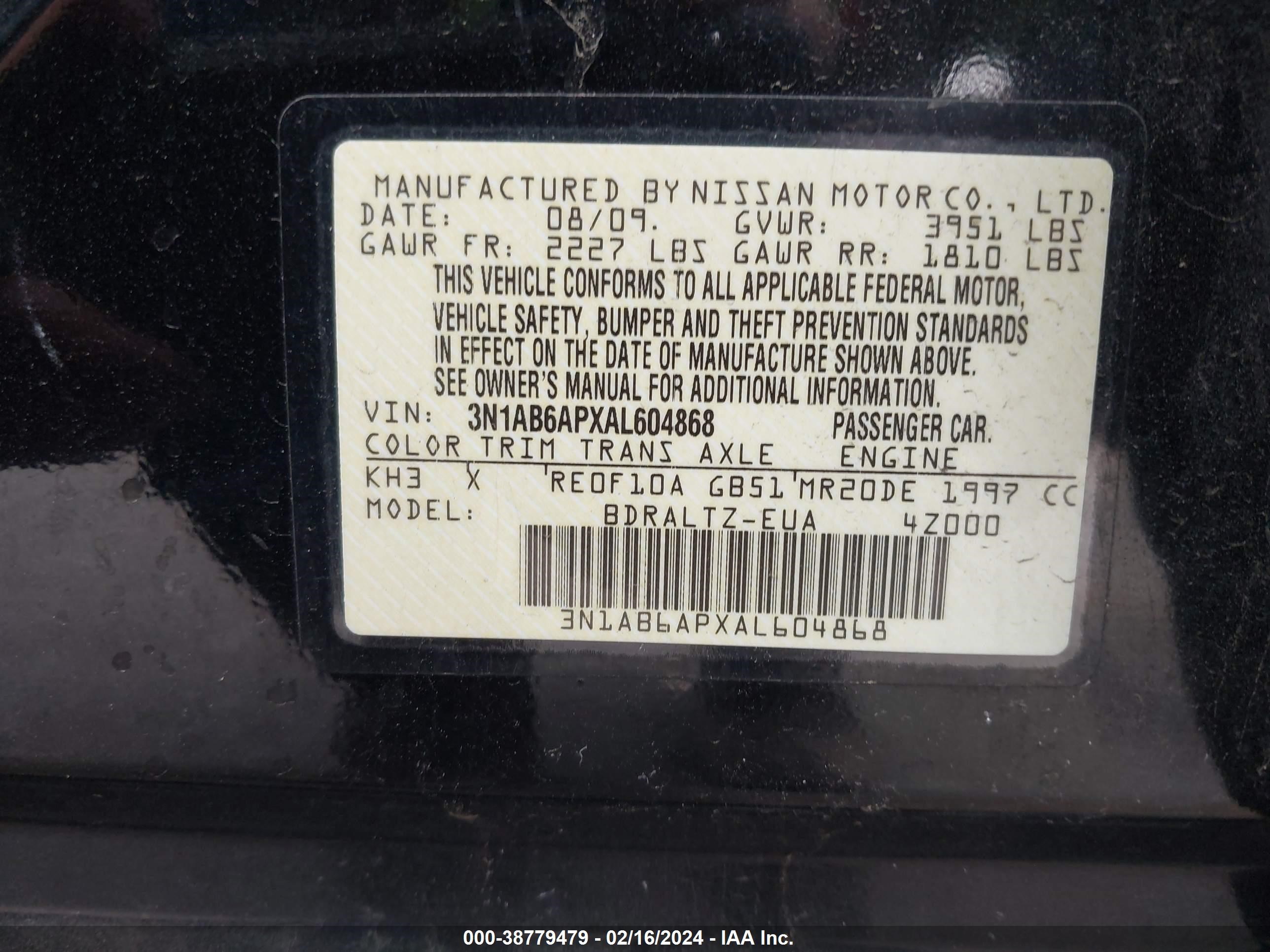 Photo 8 VIN: 3N1AB6APXAL604868 - NISSAN SENTRA 