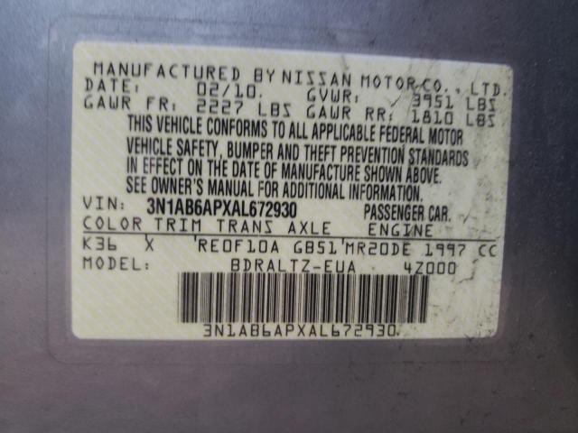 Photo 9 VIN: 3N1AB6APXAL672930 - NISSAN SENTRA 2.0 