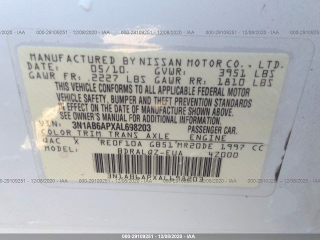 Photo 8 VIN: 3N1AB6APXAL698203 - NISSAN SENTRA 