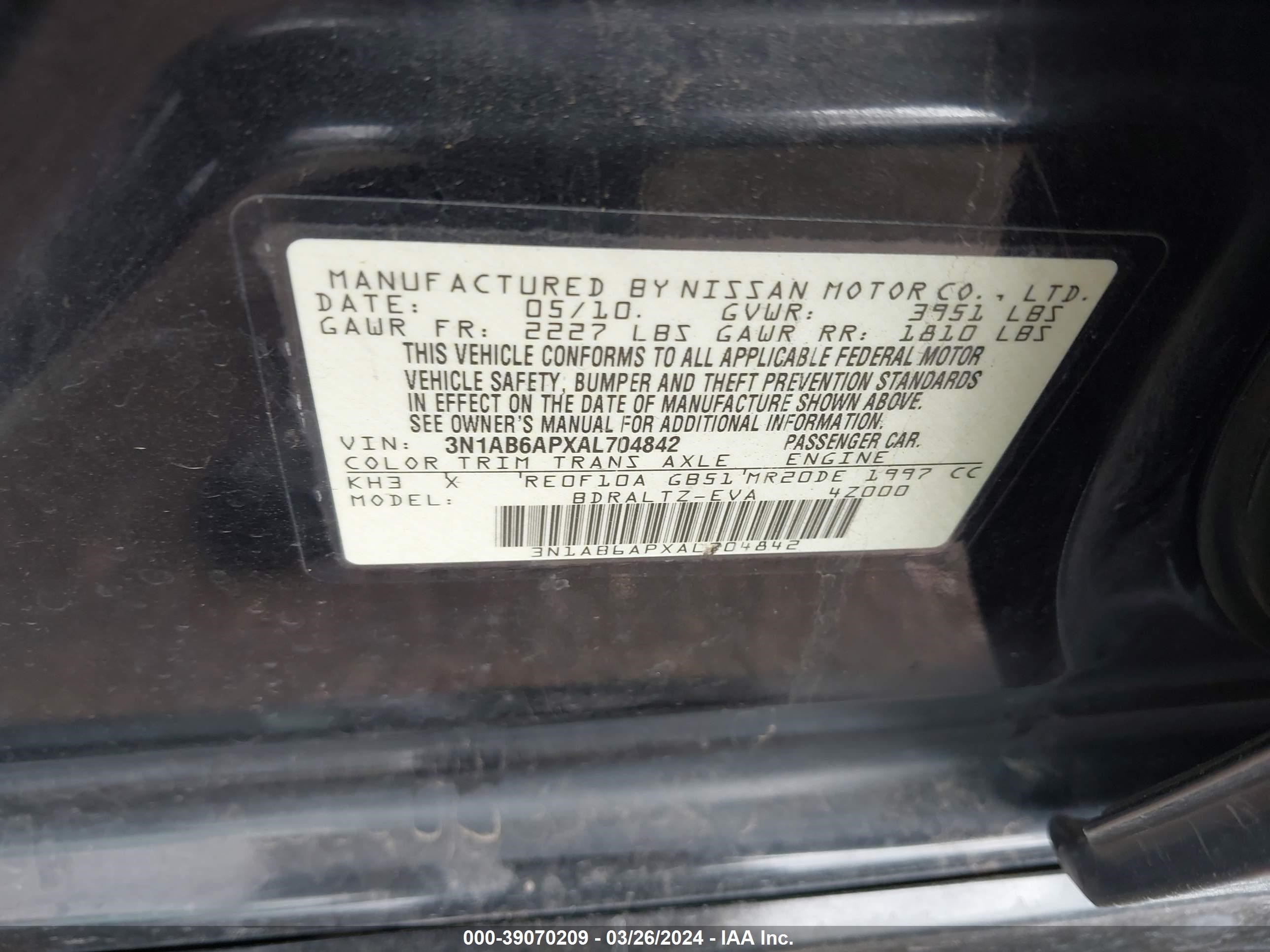 Photo 8 VIN: 3N1AB6APXAL704842 - NISSAN SENTRA 