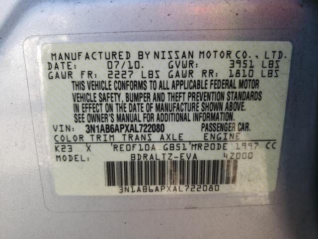 Photo 9 VIN: 3N1AB6APXAL722080 - NISSAN SENTRA 2.0 