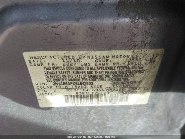 Photo 8 VIN: 3N1AB6APXBL643803 - NISSAN SENTRA 