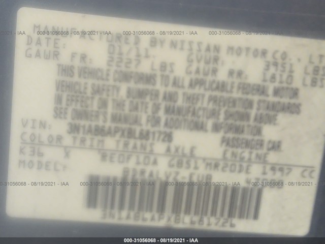 Photo 8 VIN: 3N1AB6APXBL681726 - NISSAN SENTRA 