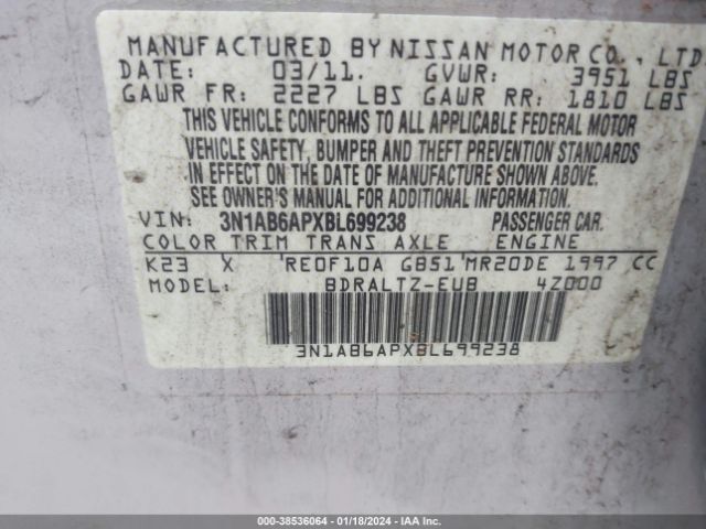 Photo 8 VIN: 3N1AB6APXBL699238 - NISSAN SENTRA 