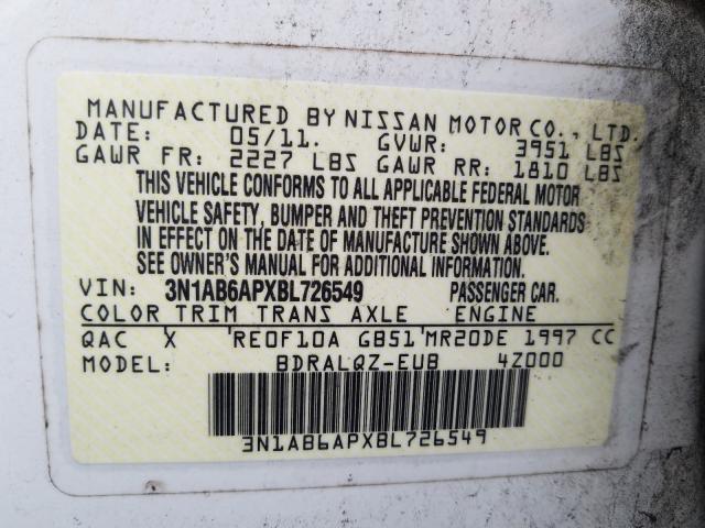 Photo 9 VIN: 3N1AB6APXBL726549 - NISSAN SENTRA 2.0 