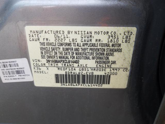 Photo 9 VIN: 3N1AB6APXCL614402 - NISSAN SENTRA 2.0 