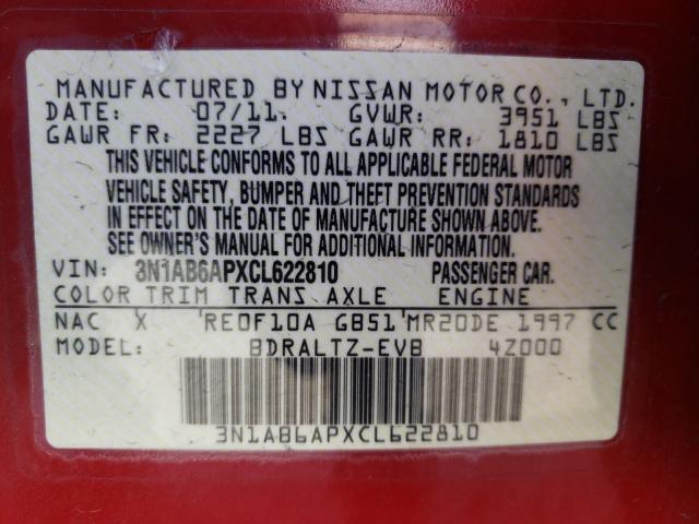 Photo 9 VIN: 3N1AB6APXCL622810 - NISSAN SENTRA 2.0 