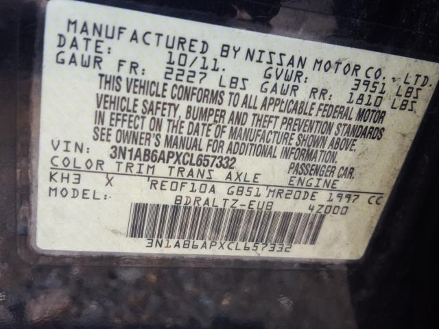 Photo 9 VIN: 3N1AB6APXCL657332 - NISSAN SENTRA 2.0 