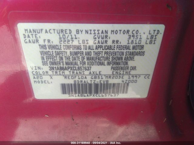 Photo 8 VIN: 3N1AB6APXCL657637 - NISSAN SENTRA 