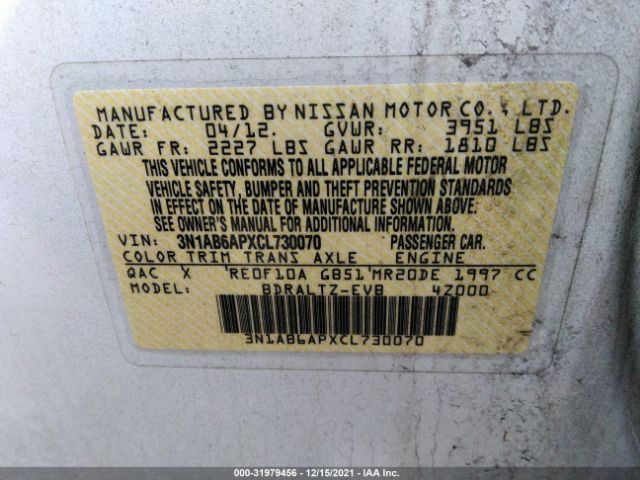 Photo 8 VIN: 3N1AB6APXCL730070 - NISSAN SENTRA 