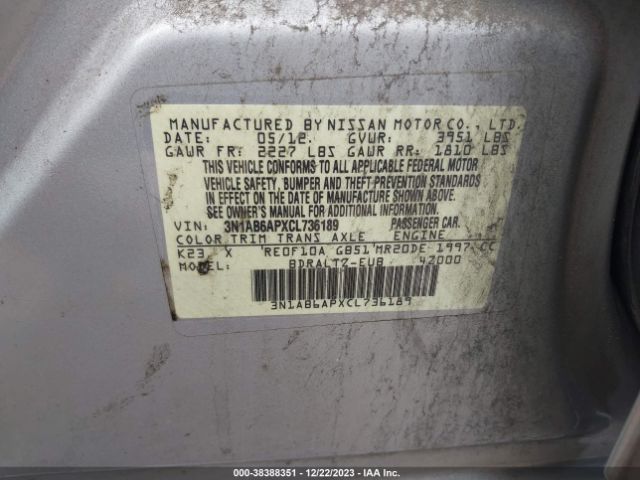 Photo 8 VIN: 3N1AB6APXCL736189 - NISSAN SENTRA 