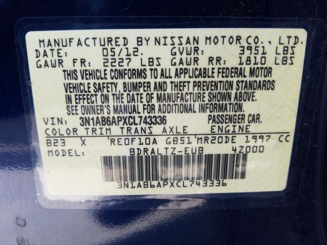 Photo 9 VIN: 3N1AB6APXCL743336 - NISSAN SENTRA 2.0 