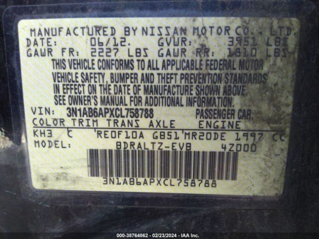 Photo 8 VIN: 3N1AB6APXCL758788 - NISSAN SENTRA 