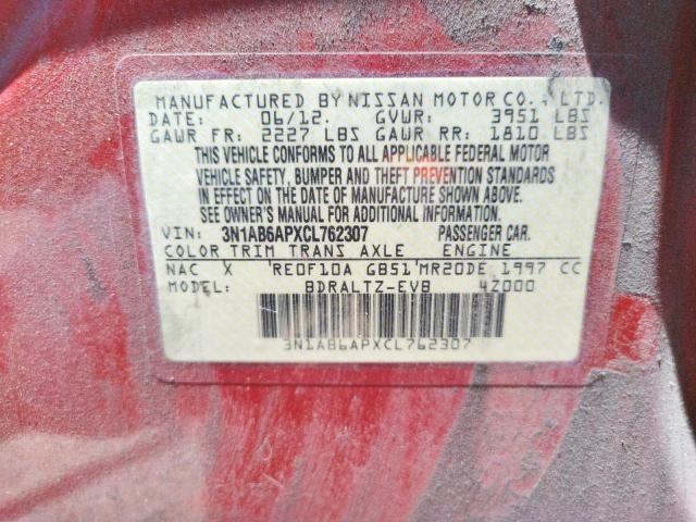 Photo 9 VIN: 3N1AB6APXCL762307 - NISSAN SENTRA 2.0 