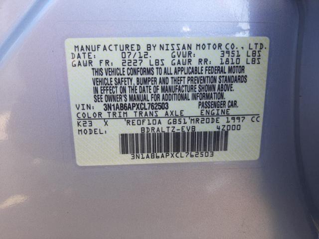 Photo 9 VIN: 3N1AB6APXCL762503 - NISSAN SENTRA 2.0 