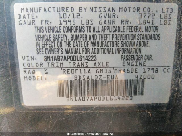 Photo 8 VIN: 3N1AB7AP0DL614223 - NISSAN SENTRA 