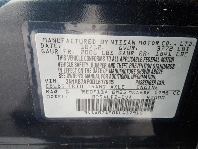 Photo 9 VIN: 3N1AB7AP0DL617915 - NISSAN SENTRA S 