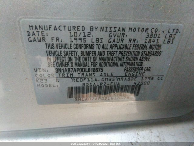 Photo 8 VIN: 3N1AB7AP0DL618675 - NISSAN SENTRA 