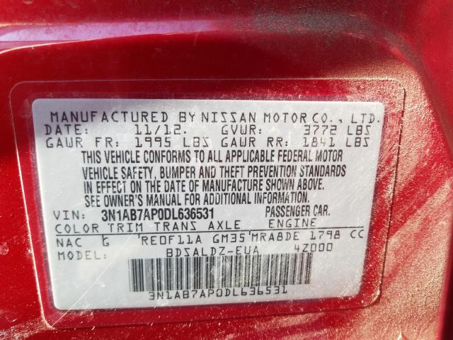 Photo 9 VIN: 3N1AB7AP0DL636531 - NISSAN SENTRA S 