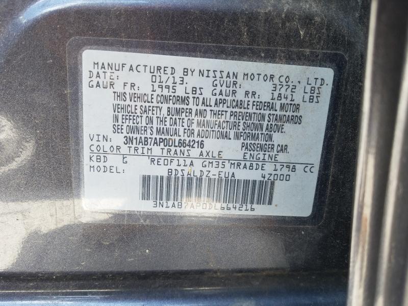 Photo 9 VIN: 3N1AB7AP0DL664216 - NISSAN SENTRA S 