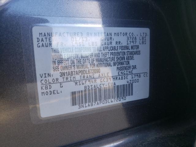 Photo 9 VIN: 3N1AB7AP0DL672090 - NISSAN SENTRA S 