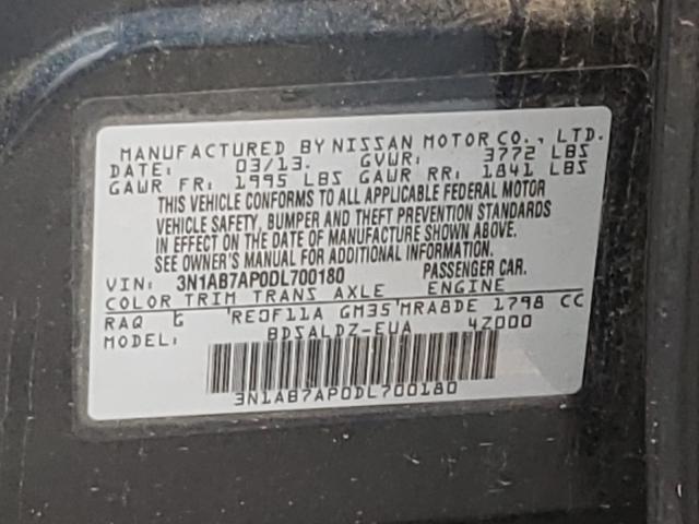 Photo 9 VIN: 3N1AB7AP0DL700180 - NISSAN SENTRA S 