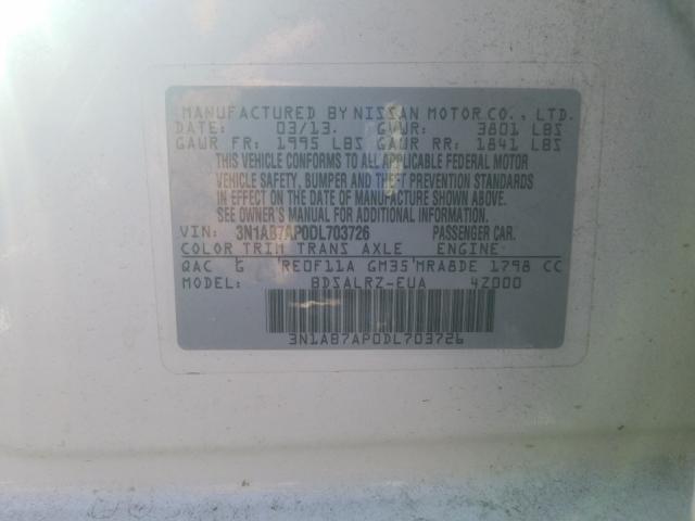 Photo 9 VIN: 3N1AB7AP0DL703726 - NISSAN SENTRA S 