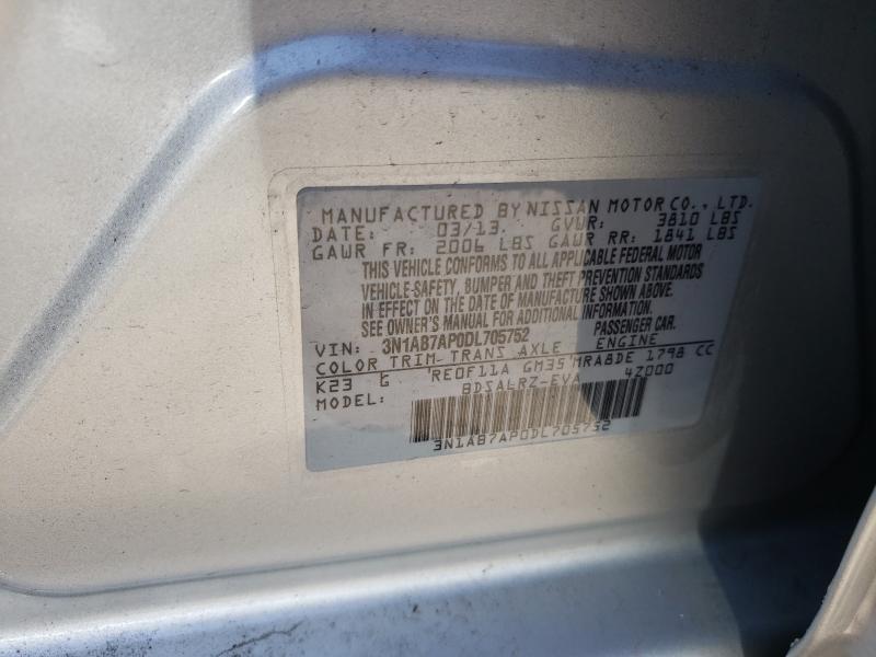 Photo 9 VIN: 3N1AB7AP0DL705752 - NISSAN SENTRA S 