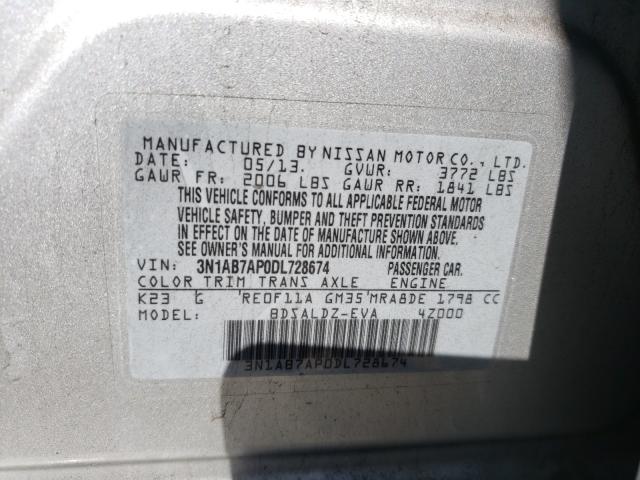 Photo 9 VIN: 3N1AB7AP0DL728674 - NISSAN SENTRA S 