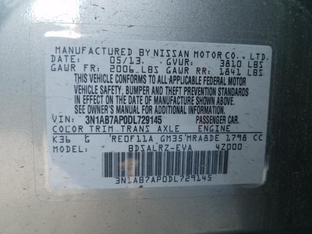 Photo 9 VIN: 3N1AB7AP0DL729145 - NISSAN SENTRA S 